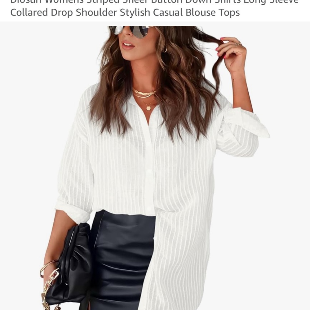 White Sheer Button Down Blouse